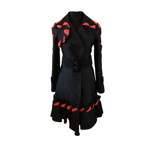Viktor&Rolf Seiden Trenchcoat schwarz mit pinken Bändern IT40